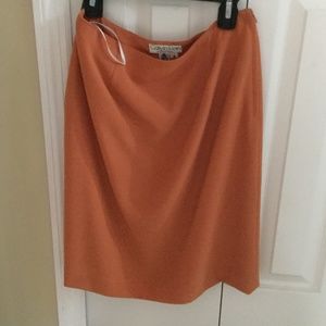 Designer Calvin Klein Orange Pencil Skirt Size 4